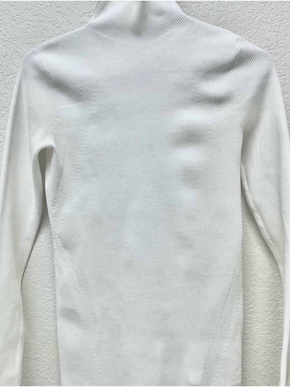 Helmut Lang White Ribbed Turtleneck Sweater